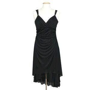 Y2K MAJORA Womens Dress L Black Gauzy Tiered Sheer Asymmetrical Whimsigoth Fairy